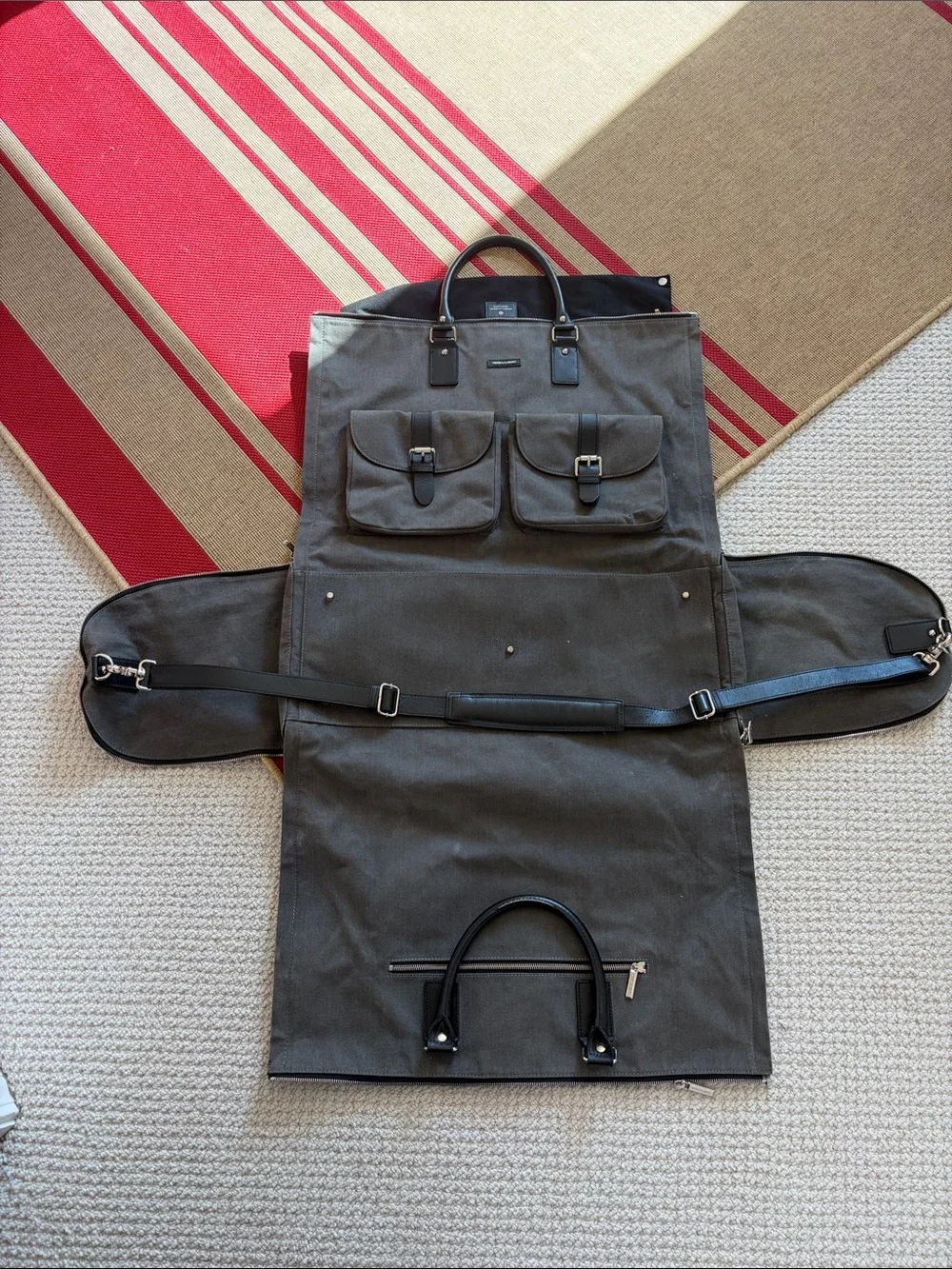 Hook & Albert grey waxed canvas weekender garment